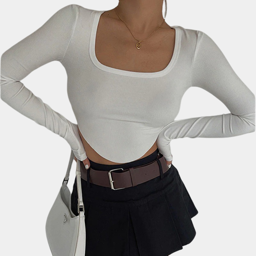 Stylish Ribbed V Neck Crop Top with Comfortable Stretch Fabric - Jamota