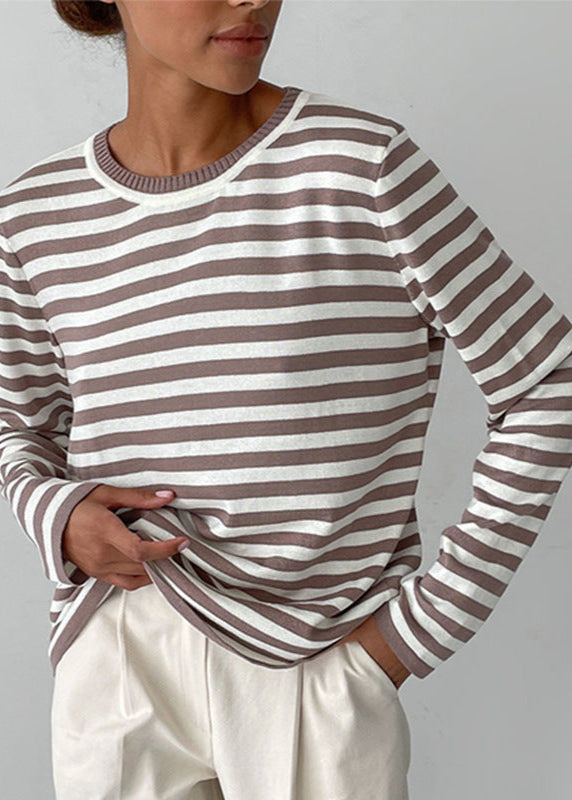 Stylish Black and White Striped Women's Top with Comfortable Fit - Jamota