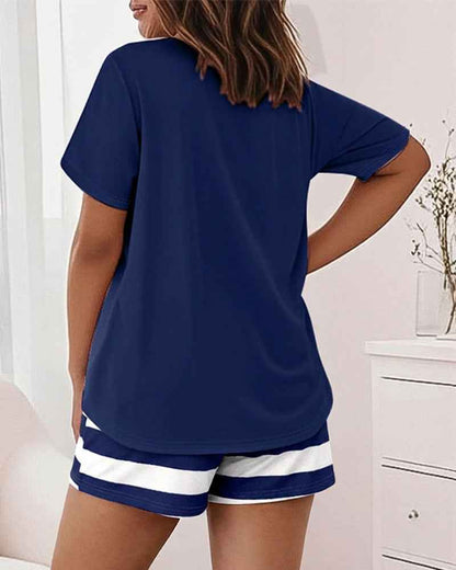 Nautical Charm Women's Pajama Set | Soft Fabric & Elastic Waist - Jamota
