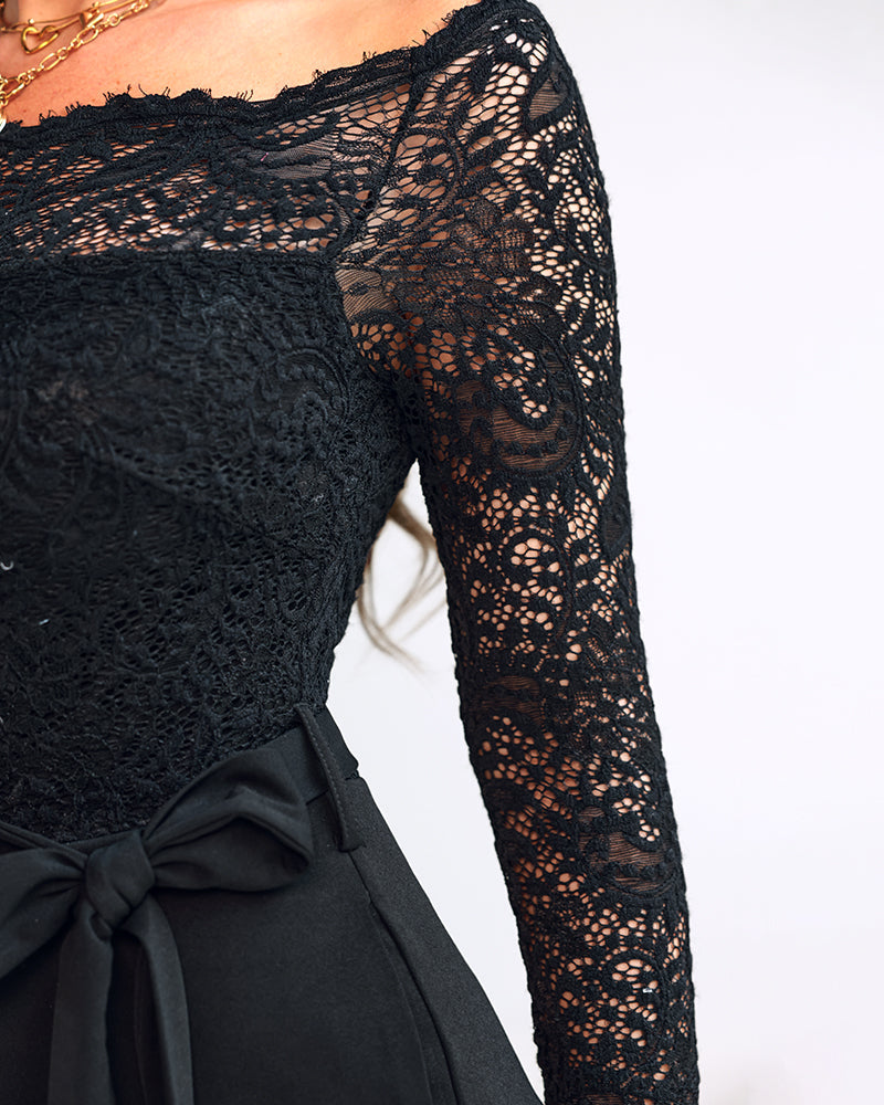 Elegant Black Slim Fit Jumpsuit with Belted Waist and Pockets