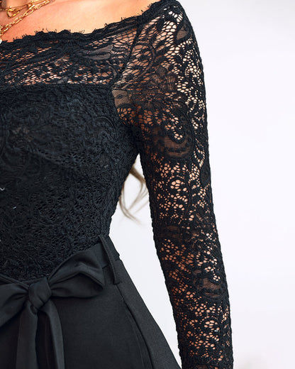Elegant Black Slim Fit Jumpsuit with Belted Waist and Pockets