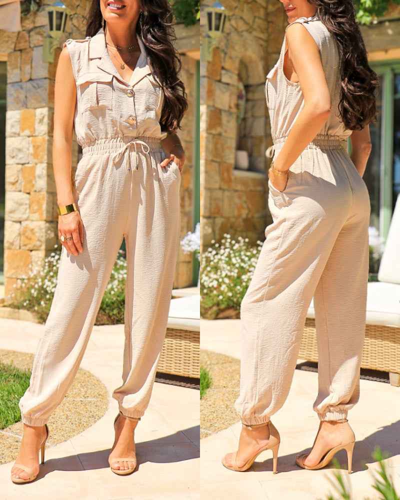 Stylish Comfortable Women's Jumpsuit with Pockets & Adjustable Straps - Jamota
