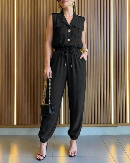 Stylish Comfortable Women's Jumpsuit with Pockets & Adjustable Straps - Jamota