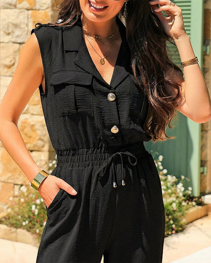 Stylish Comfortable Women's Jumpsuit with Pockets & Adjustable Straps - Jamota