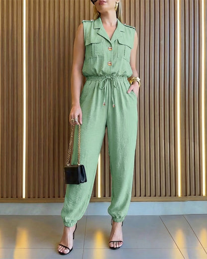 Stylish Comfortable Women's Jumpsuit with Pockets & Adjustable Straps - Jamota