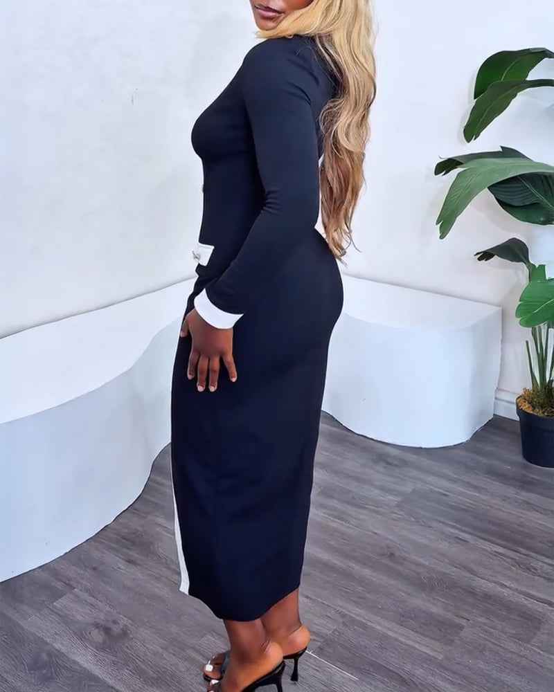 Stylish Slim-Fit Maxi Dress with Pockets & Wrinkle-Resistant Fabric - Jamota