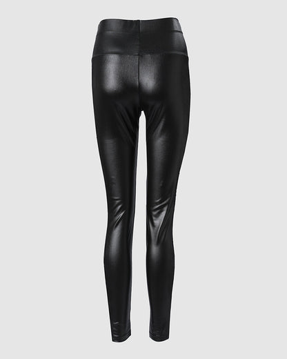 Chic High-Waisted Skinny Pants with Stretch Fabric and Pockets - Jamota