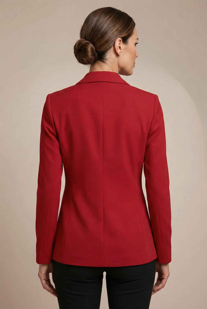 Elegant Tailored Slim Fit Blazer with Padded Shoulders & Pocket Detail - Jamota