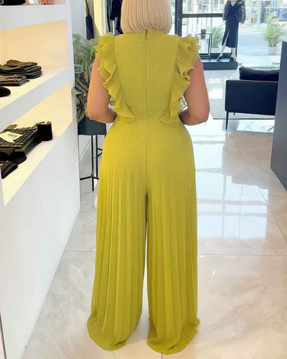Elegant Lightweight Wide-Leg Jumpsuit with Pockets and Adjustable Stra - Jamota