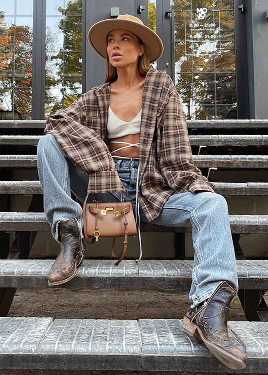 Cozy Oversized Plaid Shirt | Soft Cotton Blend | Relaxed Fit - Jamota