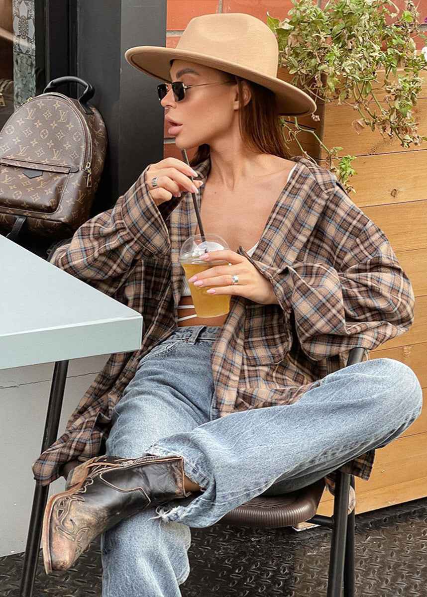 Cozy Oversized Plaid Shirt | Soft Cotton Blend | Relaxed Fit - Jamota