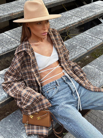 Cozy Oversized Plaid Shirt | Soft Cotton Blend | Relaxed Fit - Jamota