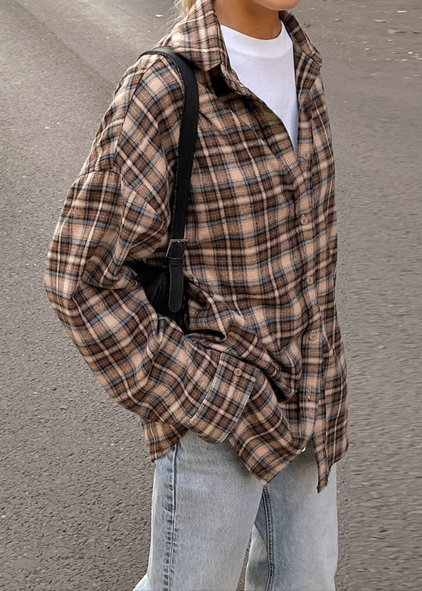 Cozy Oversized Plaid Shirt | Soft Cotton Blend | Relaxed Fit - Jamota