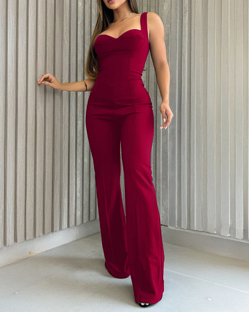 Elegant Black Women's Jumpsuit with Tailored Fit and Pockets