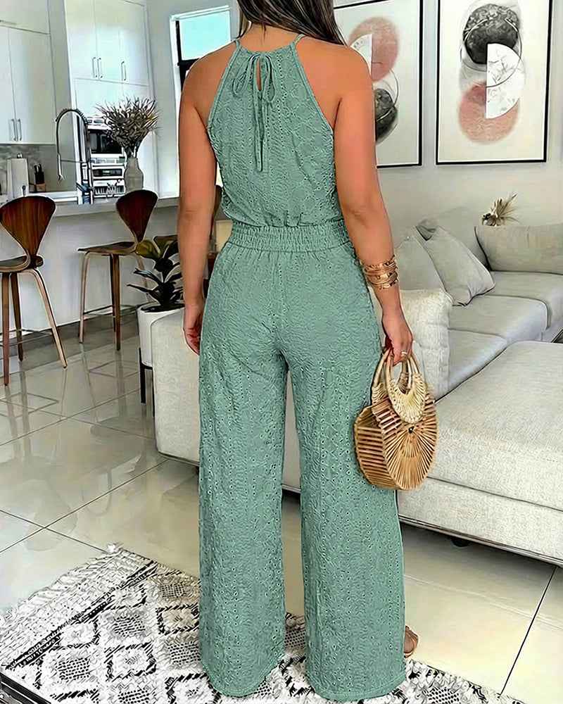 Elegant Textured Two-Piece Vacation Set with Adjustable Waist & Pocket - Jamota