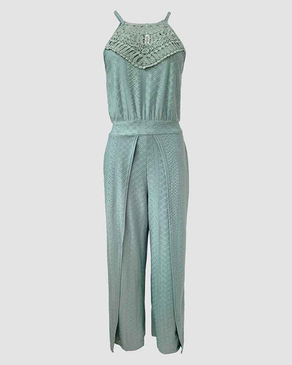 Elegant Textured Two-Piece Vacation Set with Adjustable Waist & Pocket - Jamota
