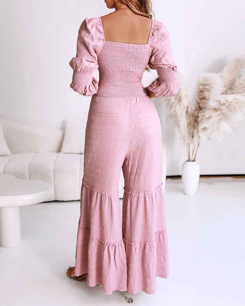 Elegant Wide-Leg Jumpsuit for Women with Pockets & Adjustable Straps - Jamota