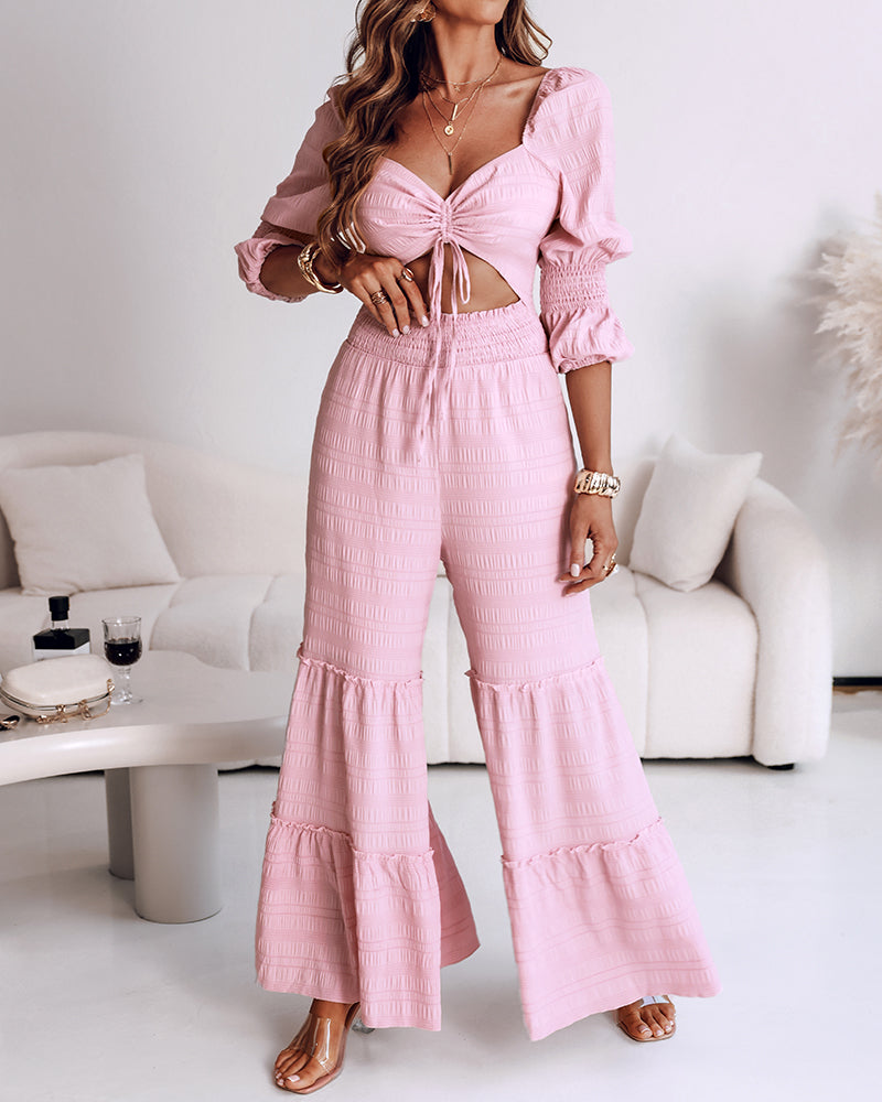 Elegant Wide-Leg Jumpsuit for Women with Pockets & Adjustable Straps - Jamota