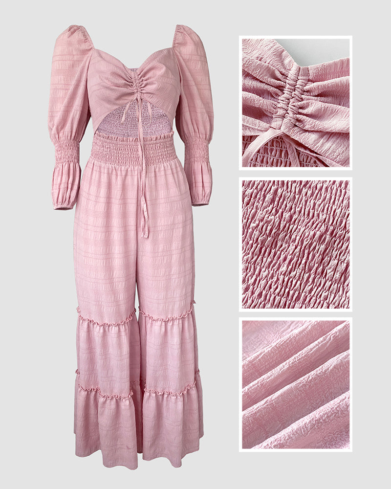 Elegant Wide-Leg Jumpsuit for Women with Pockets & Adjustable Straps - Jamota