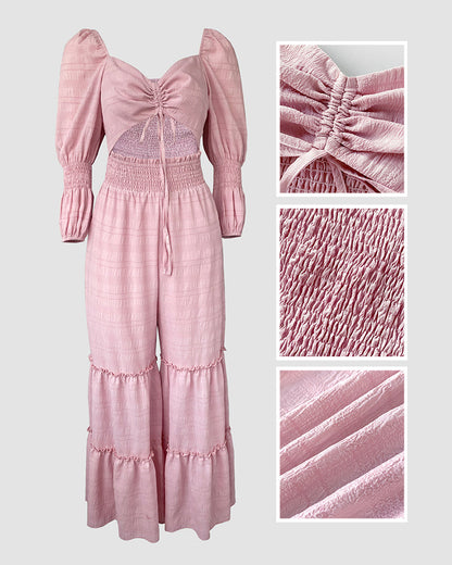 Elegant Wide-Leg Jumpsuit for Women with Pockets & Adjustable Straps - Jamota