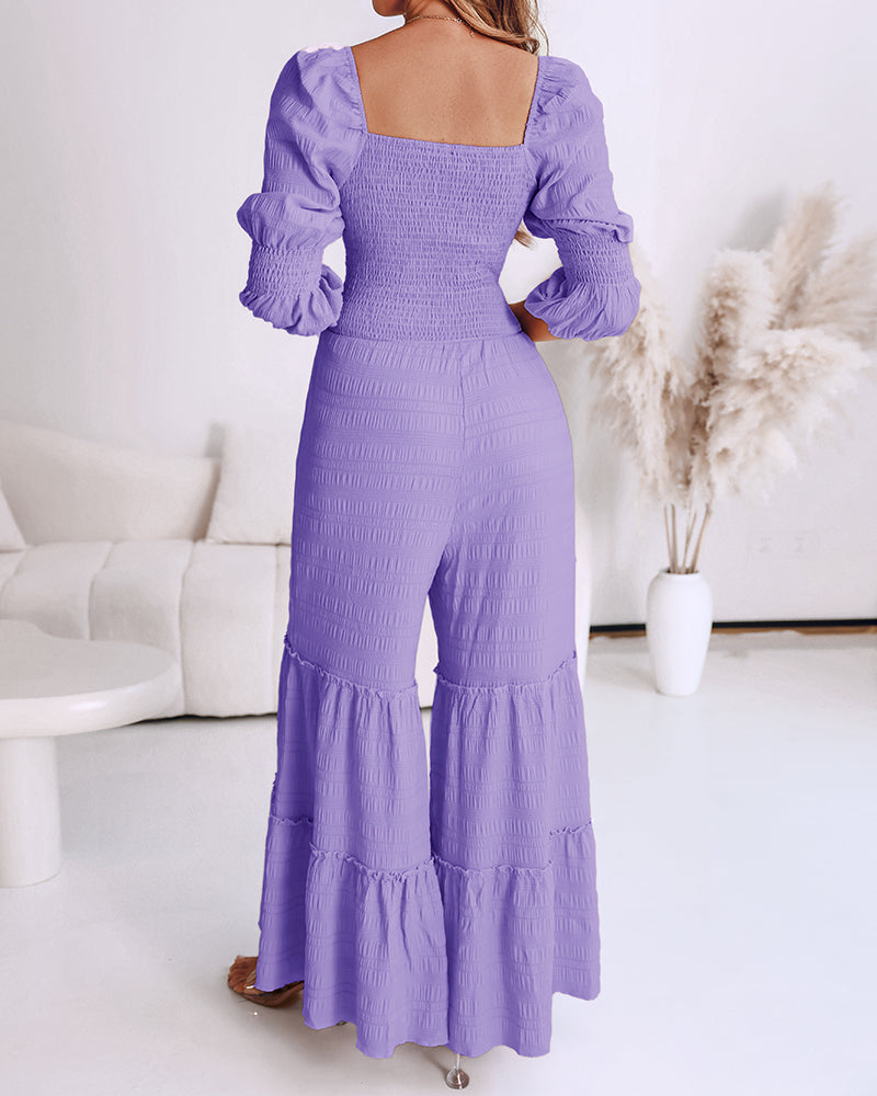 Elegant Wide-Leg Jumpsuit for Women with Pockets & Adjustable Straps - Jamota