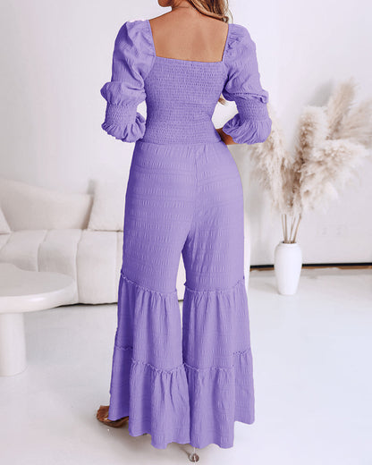 Elegant Wide-Leg Jumpsuit for Women with Pockets & Adjustable Straps - Jamota