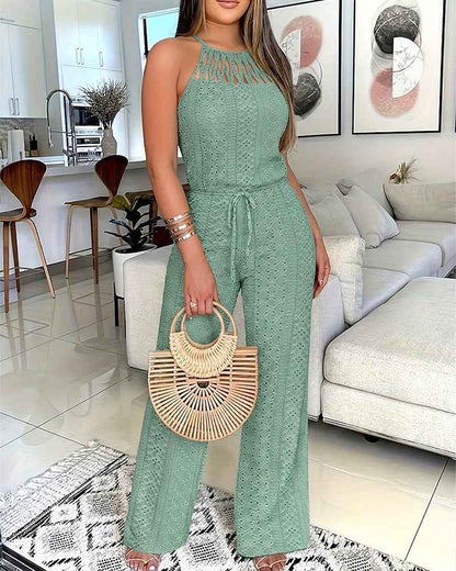 Stylish Breathable Wide-Leg Jumpsuit with Adjustable Straps & Pockets
