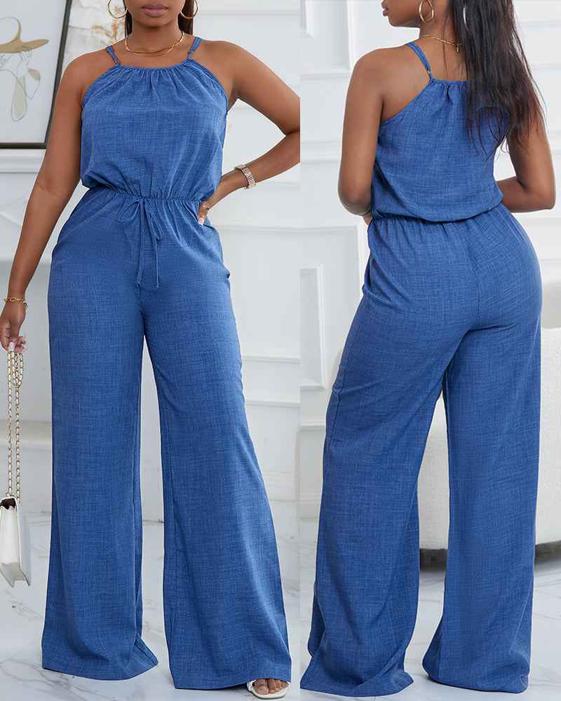Stylish Lightweight Summer Jumpsuit with Pockets & Adjustable Straps - Jamota