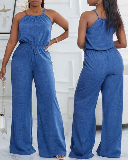 Stylish Lightweight Summer Jumpsuit with Pockets & Adjustable Straps - Jamota