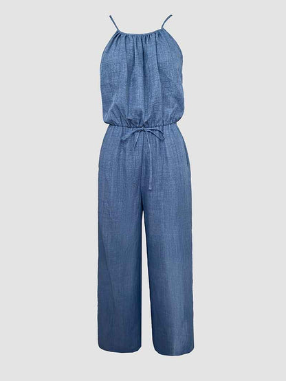 Stylish Lightweight Summer Jumpsuit with Pockets & Adjustable Straps - Jamota