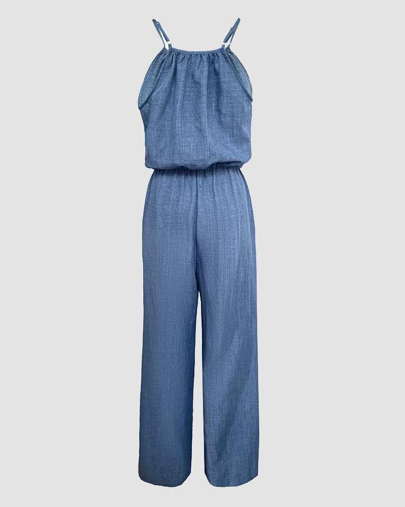Stylish Lightweight Summer Jumpsuit with Pockets & Adjustable Straps - Jamota