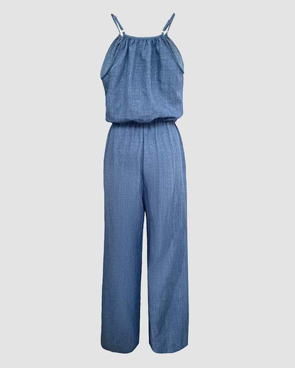 Stylish Lightweight Summer Jumpsuit with Pockets & Adjustable Straps - Jamota