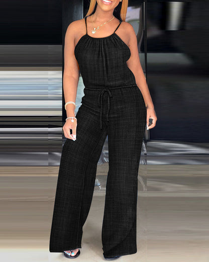 Stylish Lightweight Summer Jumpsuit with Pockets & Adjustable Straps - Jamota