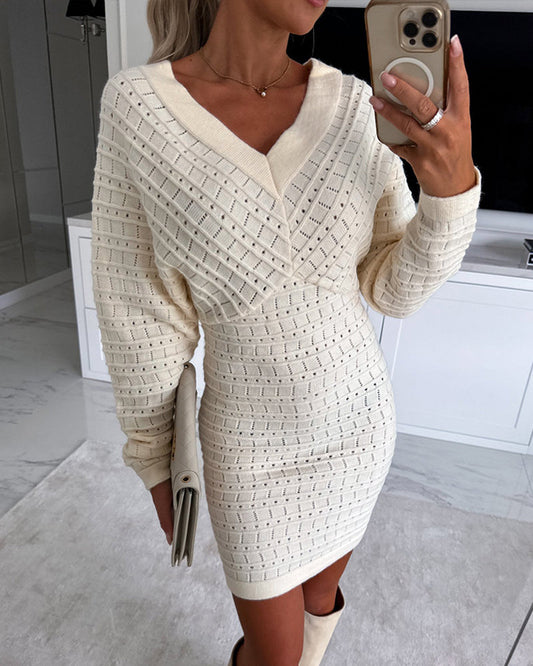 Elegant Chic V-Neck Bodycon Dress with Sleeveless Design & Stretch Fit - Jamota