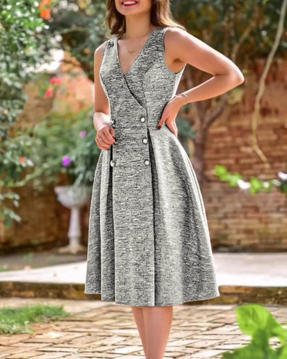 Elegant A-Line Cocktail Dress with Lace Accents and Sleeveless Design - Jamota