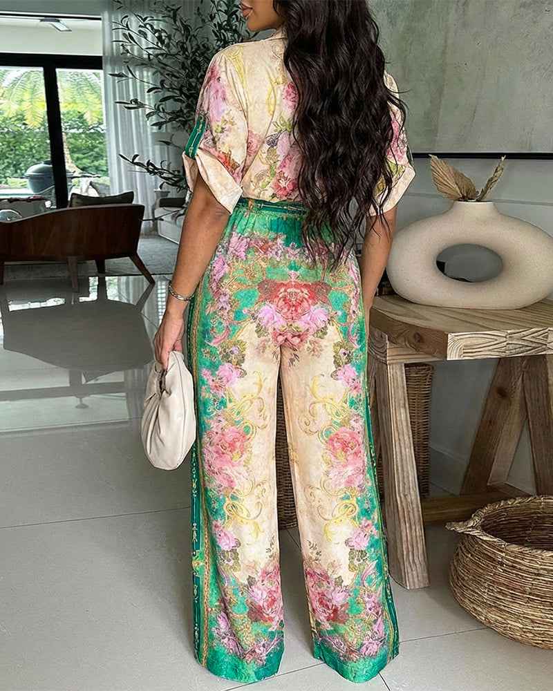 Stylish Floral Print Casual Jumpsuit with Adjustable Straps & Pockets - Jamota