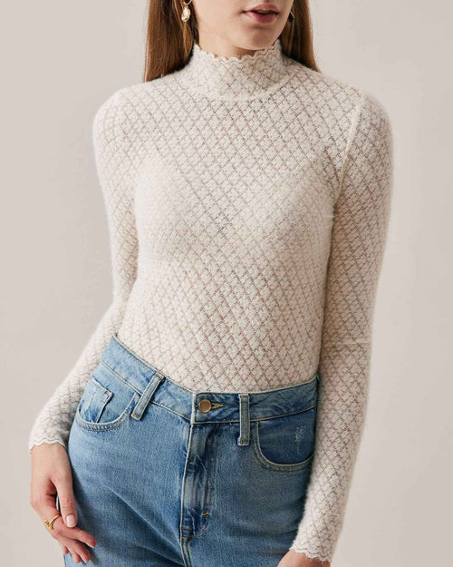 Chic Sheer Lace Blouse for Women with Elegant Detailing & Comfort Fit - Jamota