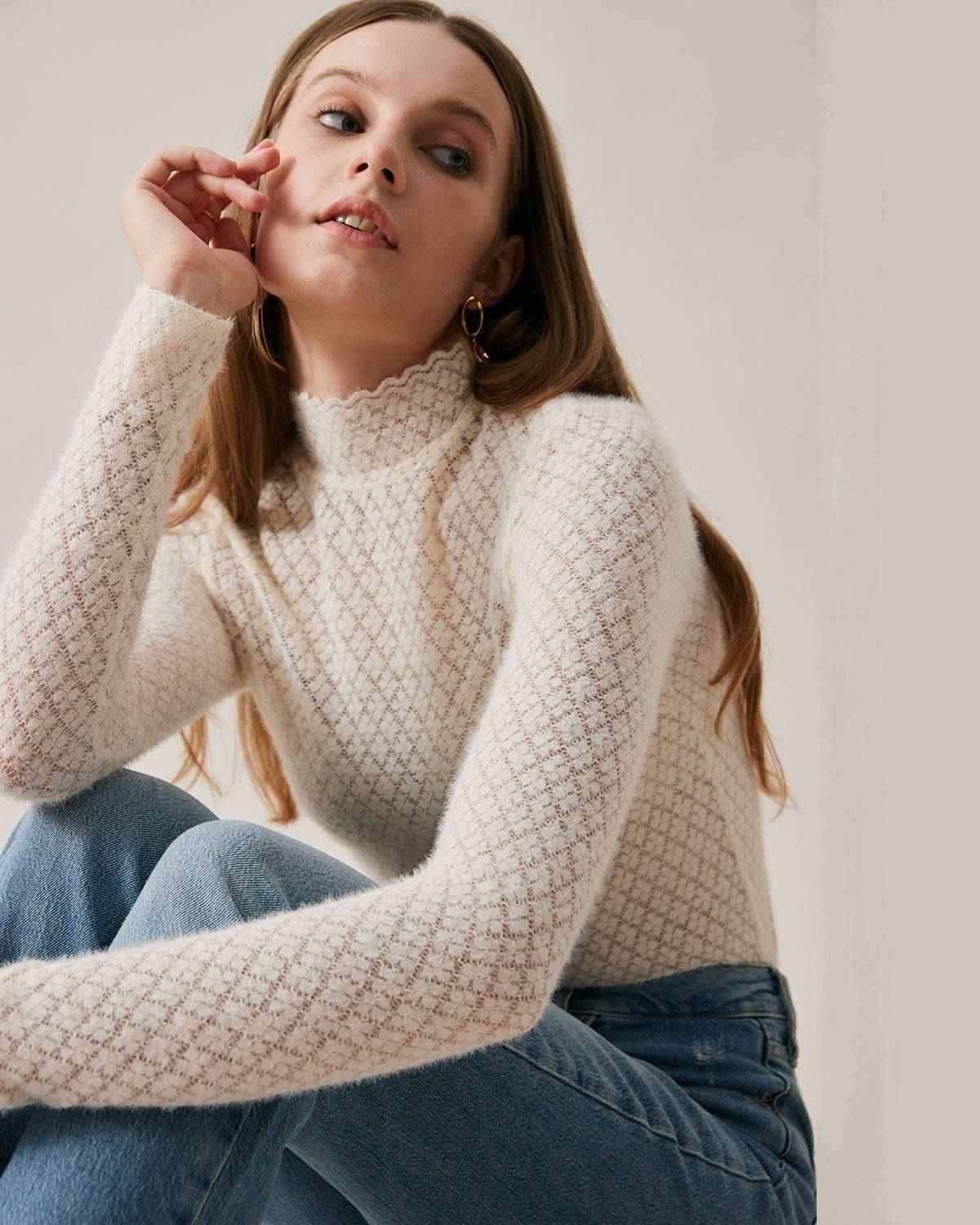 Chic Sheer Lace Blouse for Women with Elegant Detailing & Comfort Fit - Jamota