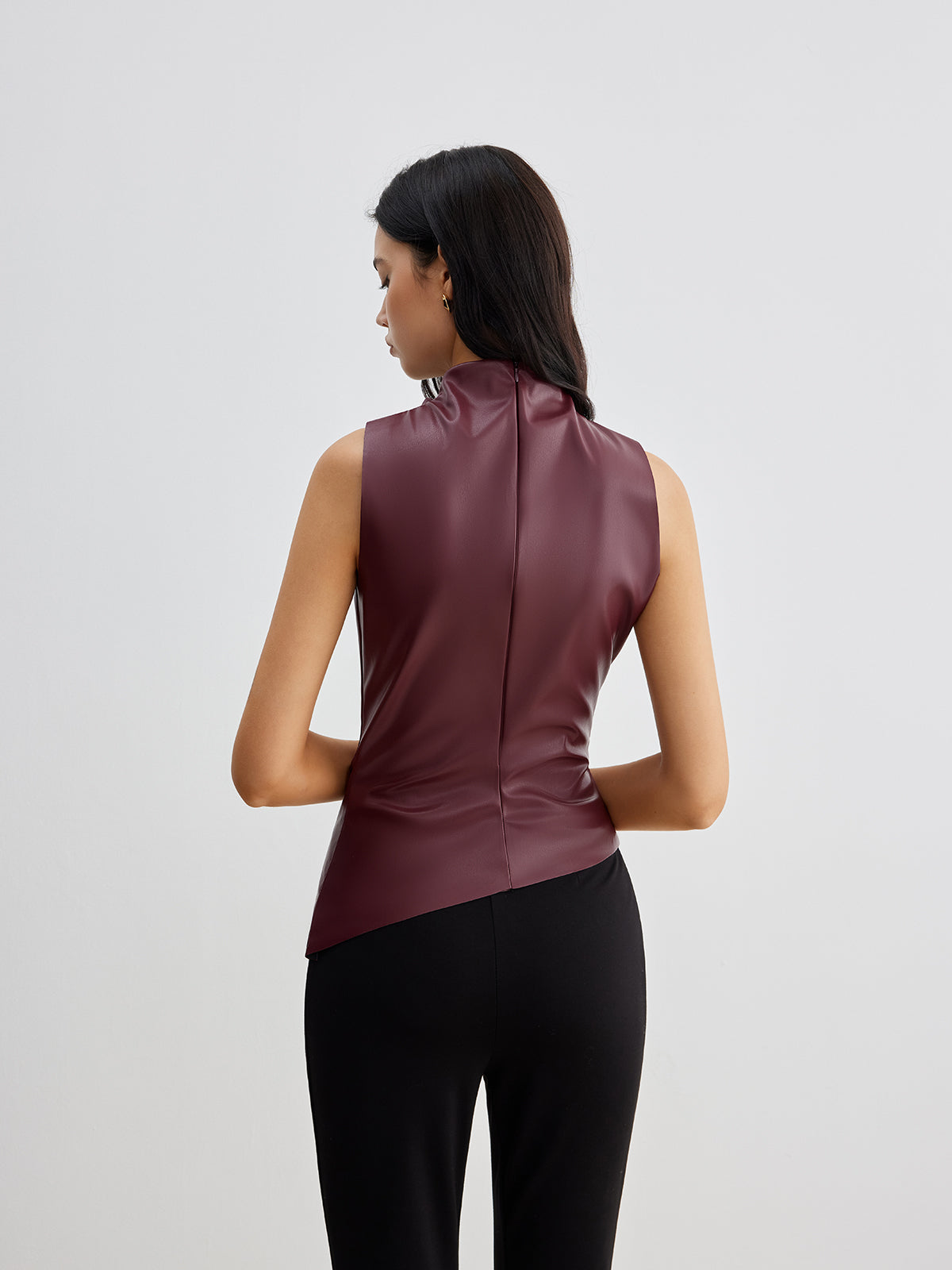 Chic Structured Faux Leather Tank Top with Elegant Design & Comfortabl - Jamota
