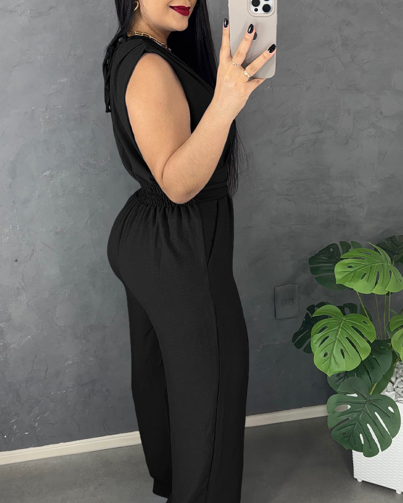 Elegant Chic Wide-Leg Jumpsuit with Pockets and Adjustable Straps - Jamota