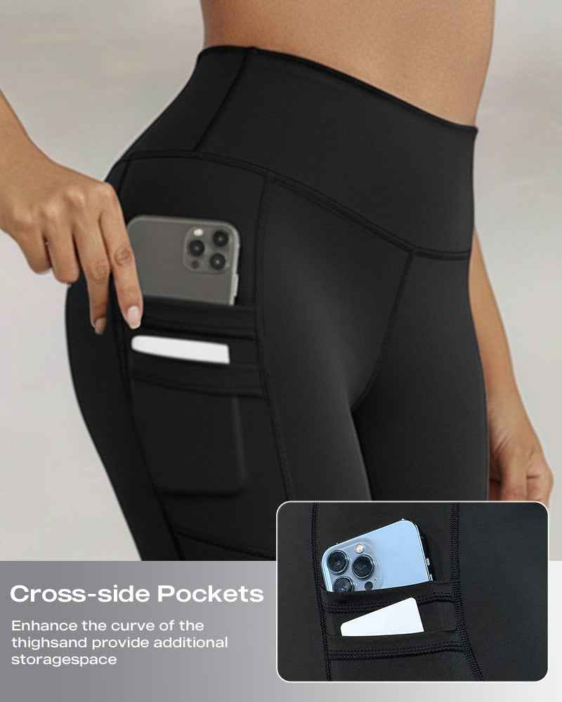 Cozy Fleece-Lined High-Waisted Leggings with Pockets for Comfort