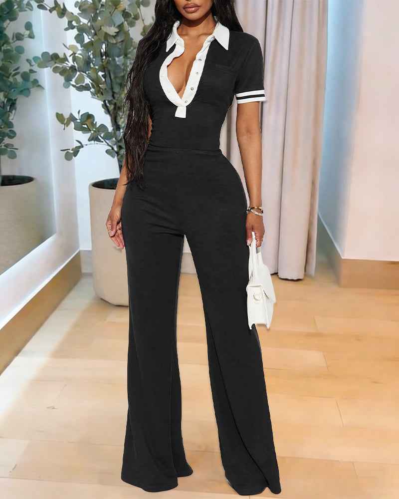 Elegant Flared Leg Jumpsuit for Women | Comfortable Fit & Versatile St