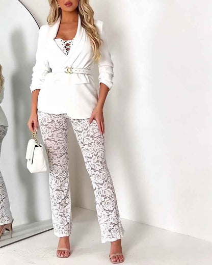 Elegant Sheer Lace Jumpsuit for Women | Stylish & Comfortable Fit - Jamota