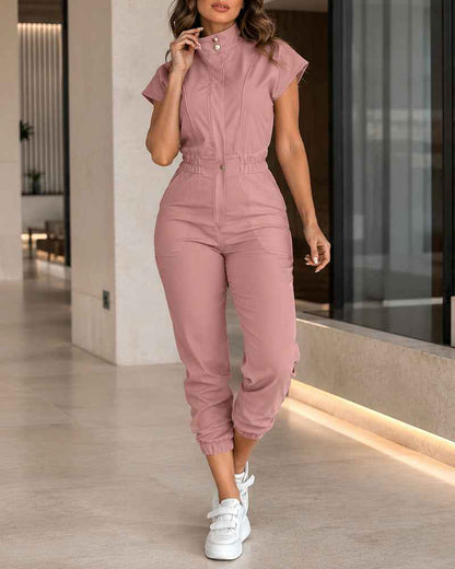 Elegant Soft Women's Jumpsuit with Pockets and Adjustable Straps
