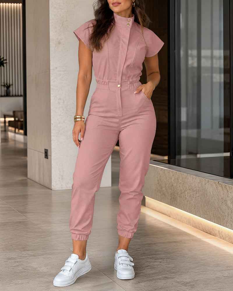 Elegant Soft Women's Jumpsuit with Pockets and Adjustable Straps