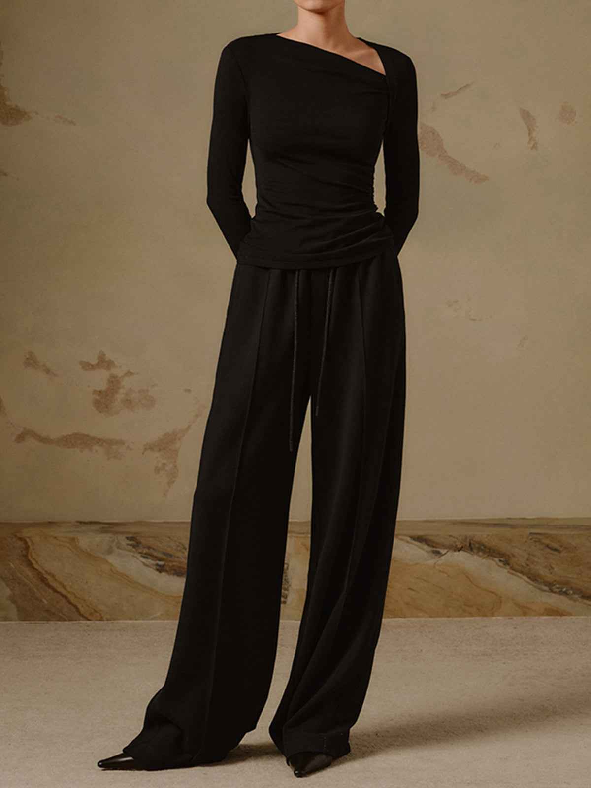 Chic Asymmetrical Women's Top with Elegant Design and Versatile Fit - Jamota
