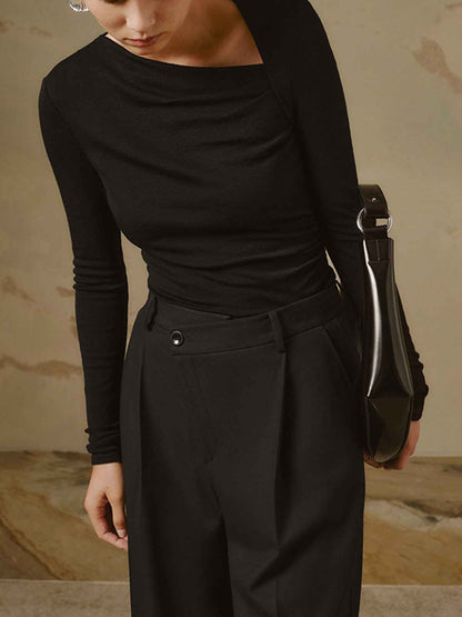 Chic Asymmetrical Women's Top with Elegant Design and Versatile Fit - Jamota