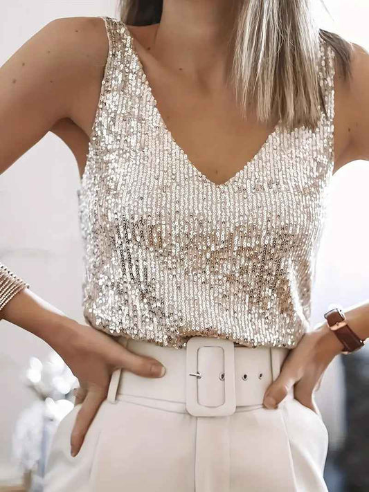 Elegant Shimmering Sequin Top with Comfortable Fit and Stylish Design - Jamota
