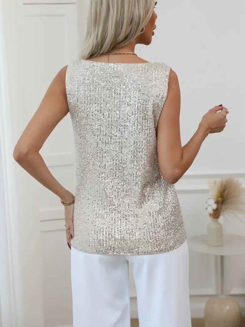 Elegant Shimmering Sequin Top with Comfortable Fit and Stylish Design - Jamota