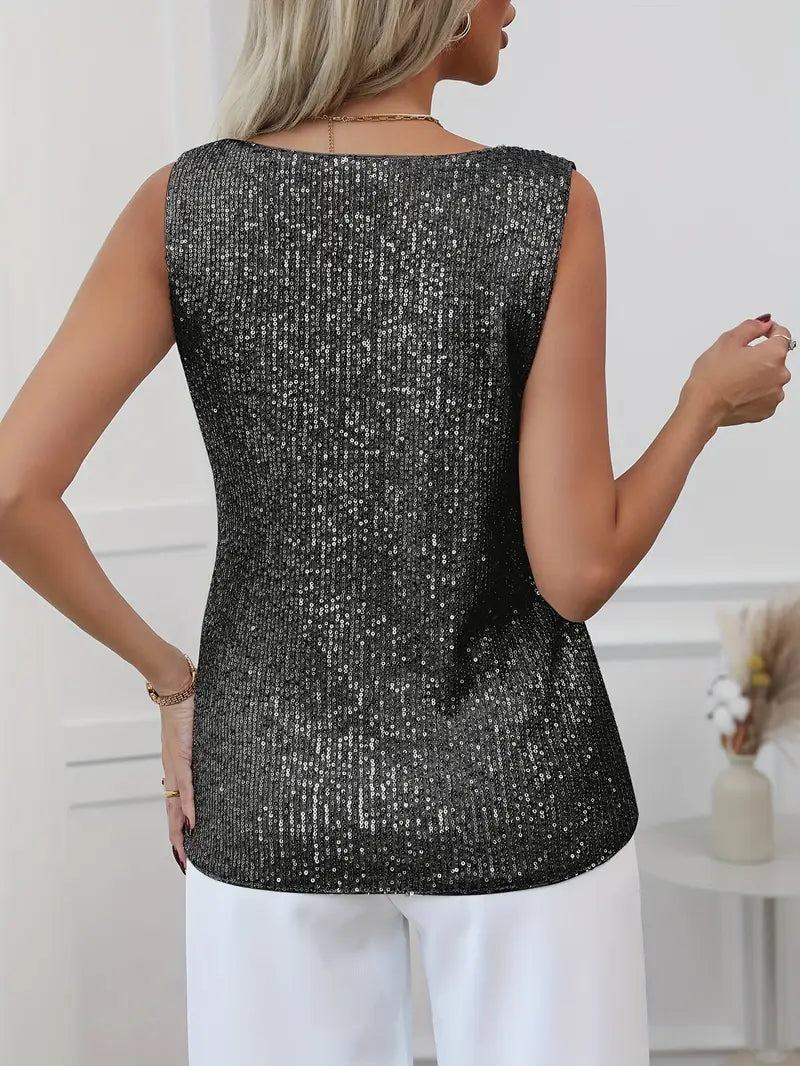 Elegant Shimmering Sequin Top with Comfortable Fit and Stylish Design - Jamota